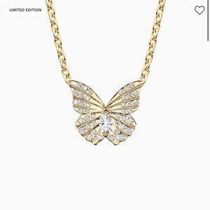 Gold and Silver Butterfly Necklace with Intricate Detailing